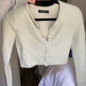 Cropped mint green cardigan